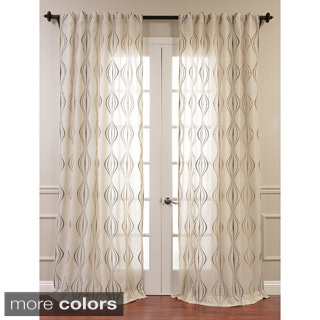Exclusive Fabrics Suez Embroidered Faux Linen Sheer Curtain Panel