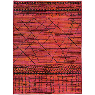 Updated Old World Tribal Orange/ Pink Rug (9'9 x 12'2)