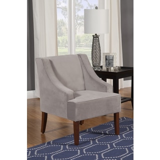 HomePop Dove Grey Velvet Swoop Arm Accent Chair