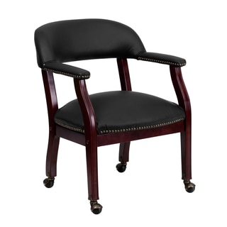 Offex Black Leather Conference Chair with Casters