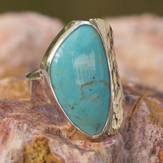 Handcrafted Silver 'Taxco Moon' Turquoise Ring (Mexico)