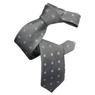 Dmitry Men's Light Grey Polka Dot Patterned Italian Silk Tie
