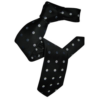 Dmitry Men's Black Polka Dot Patterned Italian Silk Tie