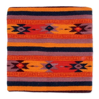 Handcrafted Wool Cotton 'Zapotec Stars' Cushion Cover (Mexico)