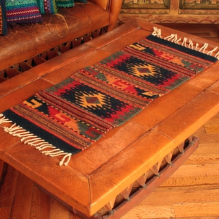 Handcrafted Zapotec Wool 'Two Windows' Rug (1'5x3) (Mexico)