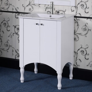 Ceramic/ Wood 24-inch White Bathroom Vanity