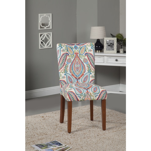 HomePop Coral and Turquoise Paisley Parson Chair (Set of 2)