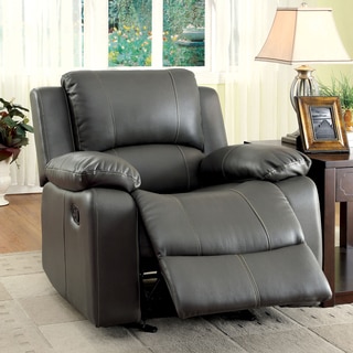 Furniture of America Rembren Grey Bonded Leather Recliner