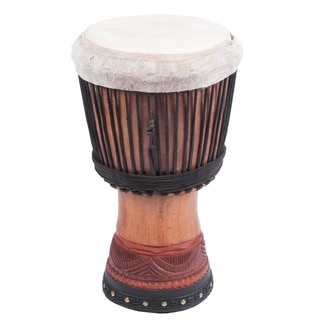 Handmade X8 Drums Medium West African Lenke Wood Djembe with Rubber Tire Bottom (Ivory Coast)