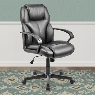 CorLiving WHL-203-C Black Leatherette Managerial Office Chair