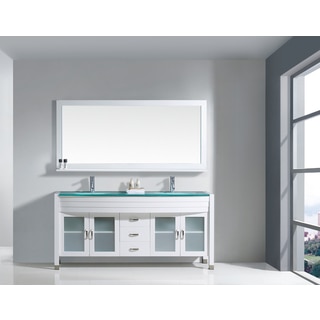 Virtu USA Ava 71-inch Double Bathroom Vanity Cabinet Set in White