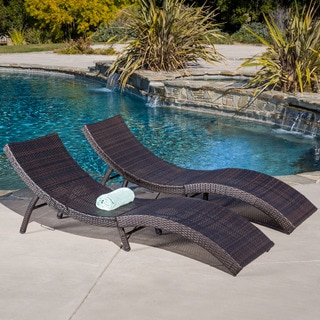 Acapulco Outdoor Wicker Folding Chaise Lounge (Set of 2) by Christopher Knight Home