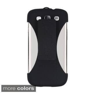 INSTEN Black Hard Plastic Rubberized Matte Phone Case Cover With Holster For Samsung Galaxy S3 GT-i9300
