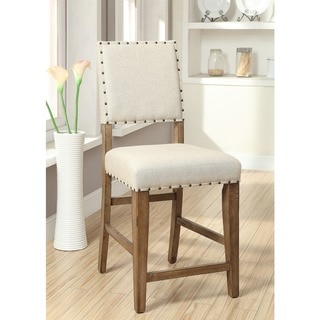 Furniture of America Veronte Ivory Linen Counter Height Chair (Set of 2)