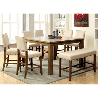 Furniture of America Veronte Stone Top Counter Height Dining Table