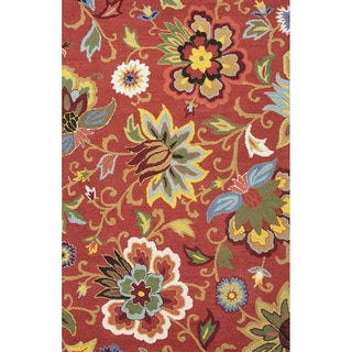 Hand Tufted Floral Pattern Red/ Blue Wool Area Rug (8' x 10')