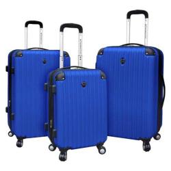 Travelers Club Chicago 3 Piece Expandable 4-Wheel Luggage Set Cobalt Blue