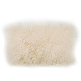 Aurelle Home Lamb Fur Cream Rectangle Throw Pillow