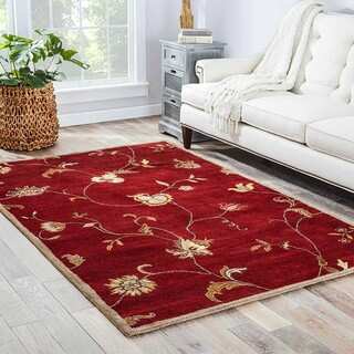 Hand-Tufted Floral Pattern Red/Ivory (5x8) - PM41 Area Rug