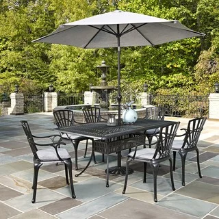 Largo 7-piece Dining Set with Umbrella and Cushions by Home Styles