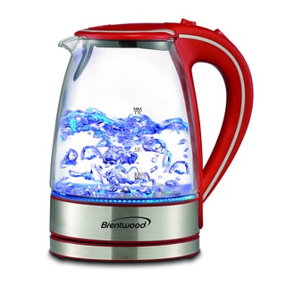 Brentwood KT-1900R Royal Glass/ Stainless Steel Blue LED Cordless Electric Hot Water Kettle