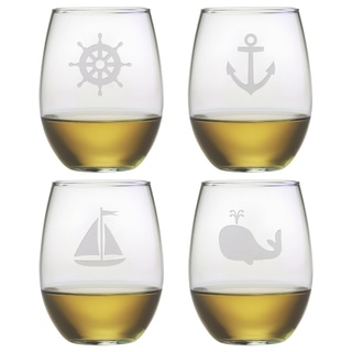 Nautical Icons Stemless Wine Glasses (Set of 4)