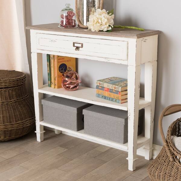 Maison Rouge Marston Traditional French Accent White Console Table