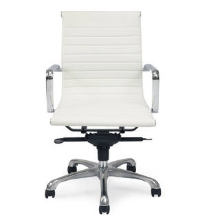 Aurelle Home White Modern Low Back Office Chair (Set of 2)