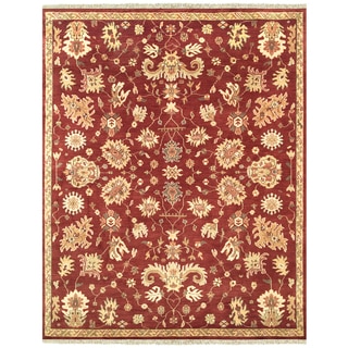 Grand Bazaar Hand-knotted 100-percent Wool Pile Antolya Rug in Red 7'-9" x 9'-9"