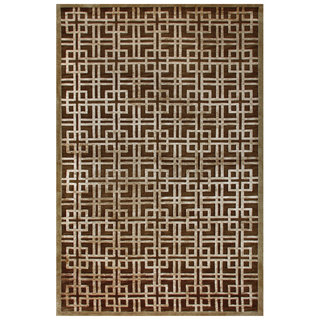 Grand Bazaar Hand-knotted Wool & Viscose Dim Sum Rug in Brown/Gold 5'-6" x 8'-6"