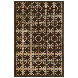 Grand Bazaar Hand-knotted Wool & Viscose Dim Sum Rug in Chocolate 5'-6" x 8'-6"