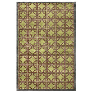 Grand Bazaar Hand-knotted Wool & Viscose Dim Sum Rug in Key Lime 5'-6" x 8'-6"