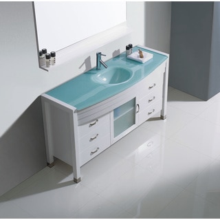 Virtu USA Ava White 55-inch Single Bathroom Vanity Cabinet Set