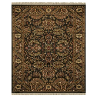 Grand Bazaar Hand-knotted 100-percent Wool Pile Edmonton Rug in Charcoal/Charcoal 8'-6" x 11'-6"