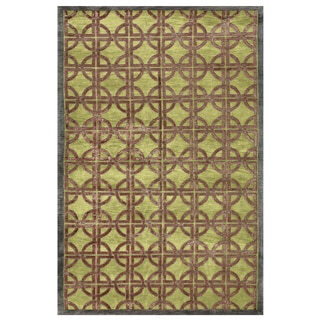 Grand Bazaar Hand-knotted Wool & Viscose Dim Sum Rug in Key Lime 8'-6" x 11'-6"