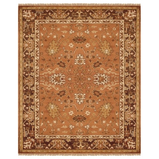 Grand Bazaar Hand-knotted 100-percent Wool Pile Pietra Rug in Rust/Brown 7'-9" x 9'-9"