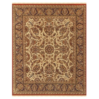 Grand Bazaar Hand-knotted 100-percent Wool Pile Edmonton Rug in Cream/Charcoal 7'-9" x 9'-9"