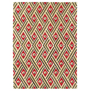 Grand Bazaar Tufted 100-percent Wool Pile Expressions Rug in Red 5' x 8'