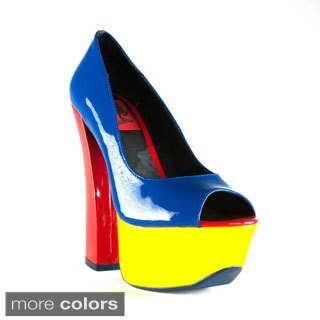 Terrari Women's Firenze-01 Open-Toe Color-block Chunky Heels