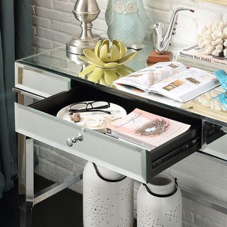 Camille Beveled Mirrored Accent 1-drawer Office Writing Desk by INSPIRE Q