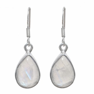Hand-crafted Sterling Silver Moonstone Teardrop Earrings (India)