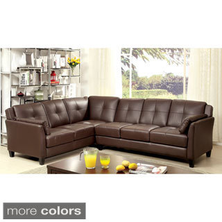 Furniture of America Pierson Double Stitched Leatherette Sectional