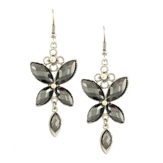 Bleek2Sheek Hematite and Rhinestone Crystal Butterfly Dangle Earrings