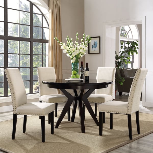 Upholstered High-back Dining Chair with Nailhead Trim