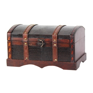 Faux Leather and Wood Decorative Chest