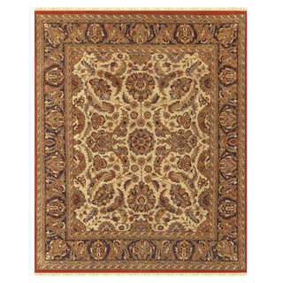 Grand Bazaar Hand-knotted 100-percent Wool Pile Edmonton Rug in Cream/Charcoal 4' x 6'