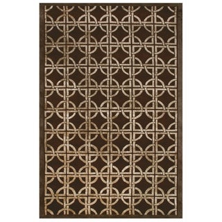 Grand Bazaar Hand-knotted Wool & Viscose Dim Sum Rug in Chocolate 3'-6" x 5'-6"