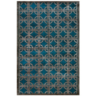 Grand Bazaar Hand-knotted Wool & Viscose Dim Sum Rug in Azure 3'-6" x 5'-6"