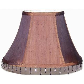 Crown Lighting Dark Brown Oval Shantung Silk Double Lined Lamp Shade with Bead Trim