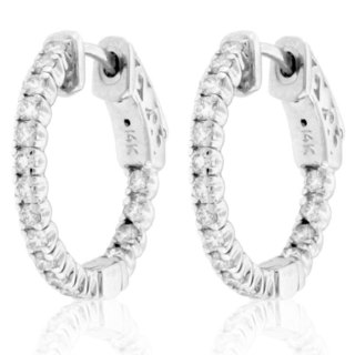 Suzy Levian 14K White Gold 3/4 ct TDW Diamond Inside-out Hoop Earrings (G-H, SI2-SI3)
